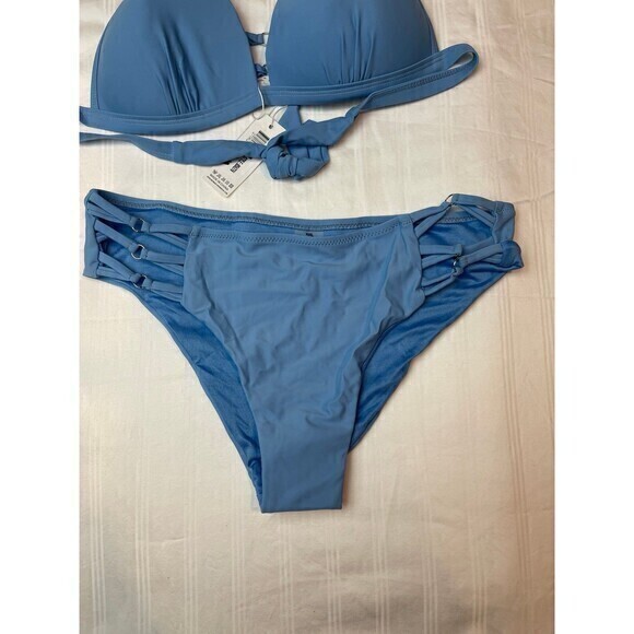 Mermaid Swimwear Blue Halter Strappy 2 Piece Bikini Size M RefM029 - Picture 6 of 8